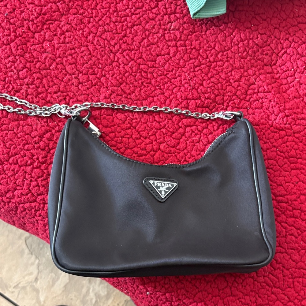 Prada Black Leather Chain Shoulder Bag